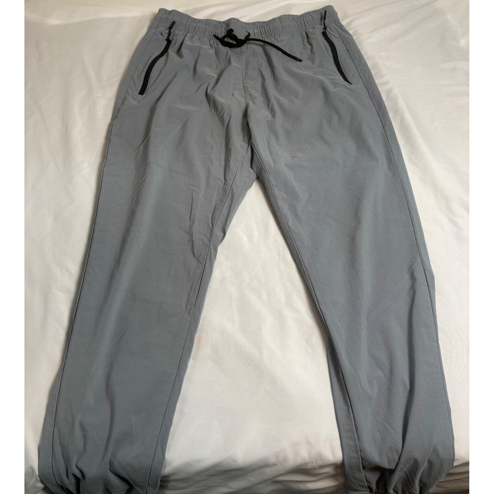 Athletex Joggers Mens L Gray Good Zipper Pockets Drawstring Activewear Pants